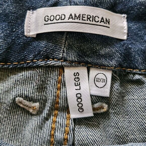 Good American Jeans 31 Blue Good Legs High Rise Skinny Denim Stretch Distressed - Picture 3 of 10